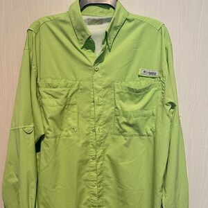 Columbia Lime Green Long-Sleeve Button Shirt